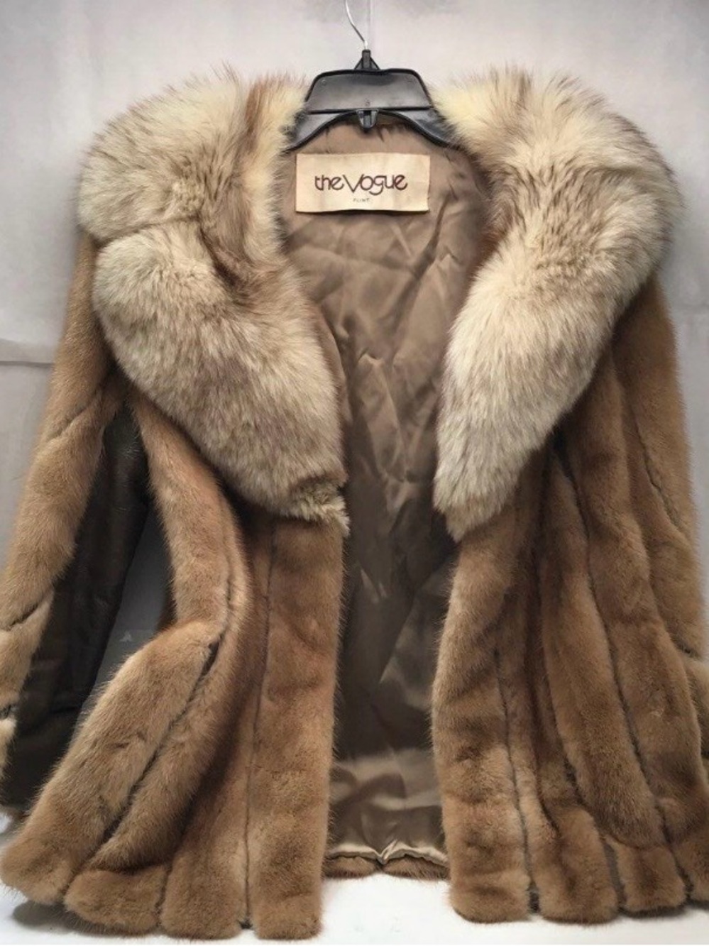 Vtg 1970s the Vogue Flints Real Mob Wife Mink Fox Fur Leather Boho Coat S